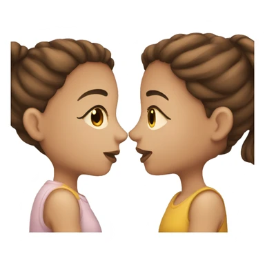 Two girls with brown hair kissing sticker
