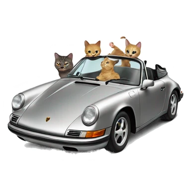 three cool cats in a porsche sticker