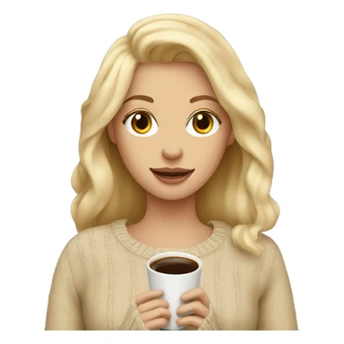 Blonde in a beige sweater and with coffee in her hands sticker