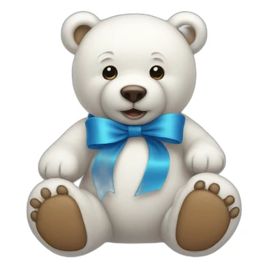 white bear with blue ribbon  sticker