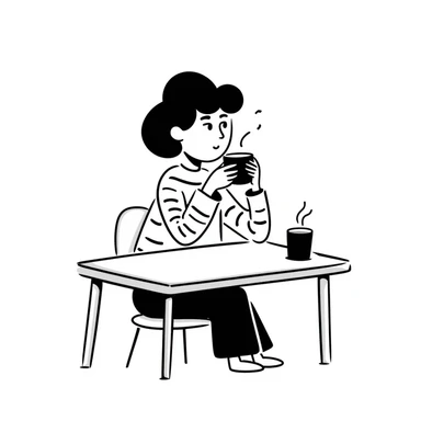 a girl with brown hair drinking matcha sticker