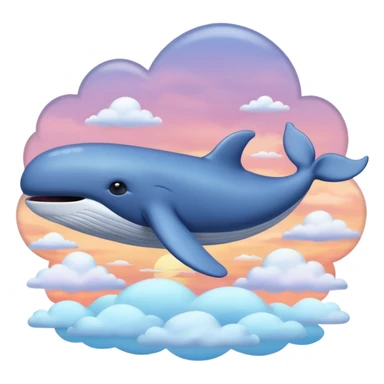 Sky Whale – Gigantic whale drifting among pastel sunset clouds. sticker