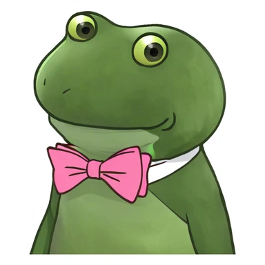 bufo with a pink bowtie sticker
