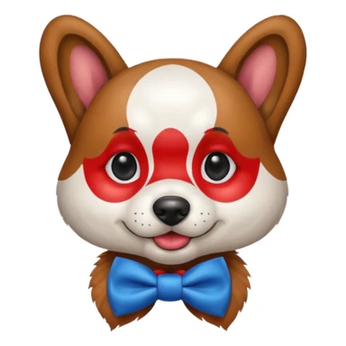 Dog clown with painted nose, bow tie sticker
