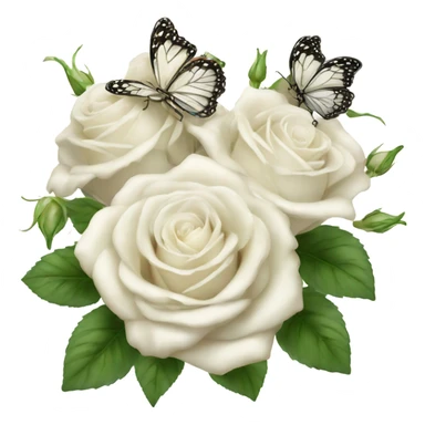 white roses bouquet with butterflies, fairy core sticker