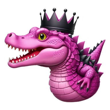 pink crocodile with a shiny black crown sticker