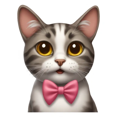 A cat with a bow sending kisses sticker