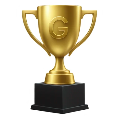 gold trophy with engraved letters G.G sticker