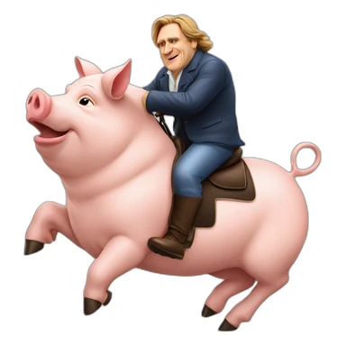 Gérard depardieu riding a pig sticker