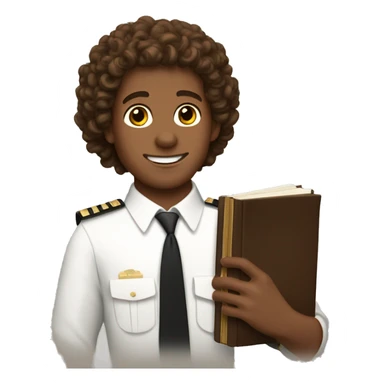 mormon missionary with brown extra curly hair holding a book of mormon sticker