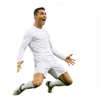 Cristiano Ronaldo celebrating with his signature 'Siuuu' pose, energetic and joyful sticker