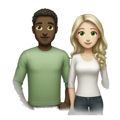 White couple dark brown hair green eyes sticker
