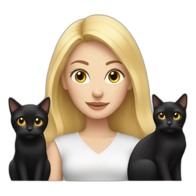blonde woman with two black cats sticker