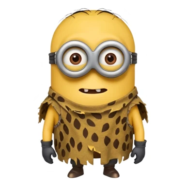 a minion wearing ancient animal skin cloth sticker