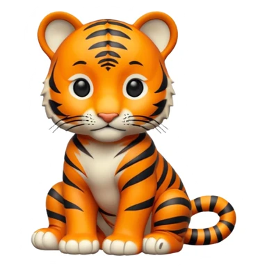 Isolated, breathtakingly vivid and intricately detailed digital illustration of the most incredibly adorable, cute style baby tiger cub figurine imaginable, toy style. sticker