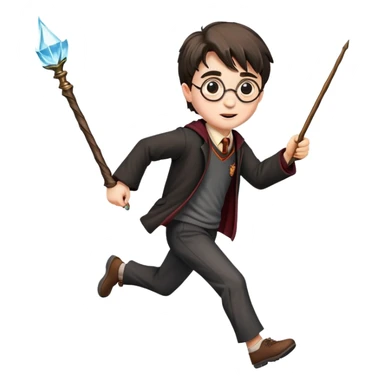 Harry Potter running with his wand sticker