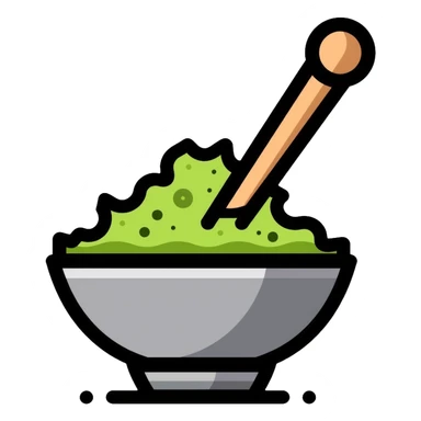 wasabi grinder with fresh wasabi root, traditional Japanese utensil sticker