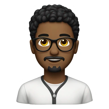 white young boy with goatee, glasses, black hair and dark brown eyes  sticker