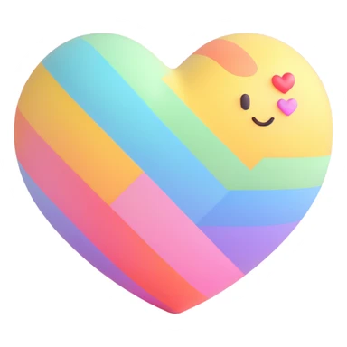 rainbow pride heart, 3D emoji style, no text, with a pastel color palette sticker
