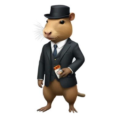 Capybara dressed like peaky blinders and smoking a cigarette  sticker
