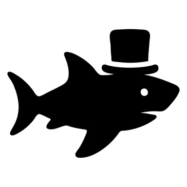 shark with a top hat, solid filled icon sticker