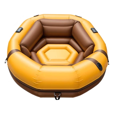 brown round inflatable boat with several seats around the perimeter sticker