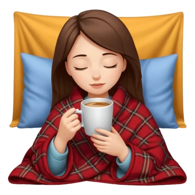 girl inside a blanket sipping coffee eyes closed sticker