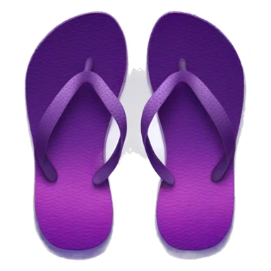 Realistic dark purple gradient pair of summer flip flops isolated. sticker