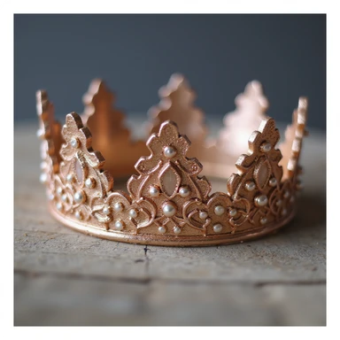 rose gold crown, elegant, metallic, realistic, minimal background sticker