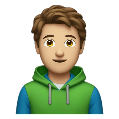 A brown hair guy with a green hoodie and blue pants sticker