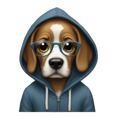 Dog wearing a hoodie and glassses sticker