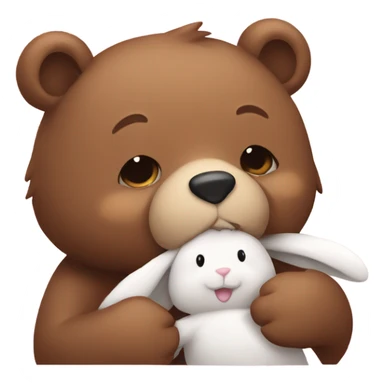 Bear holding bunny close to face sticker