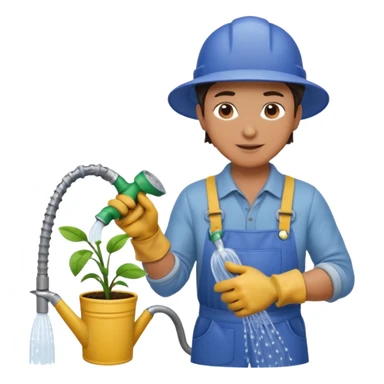 gardener watering with a hose sticker