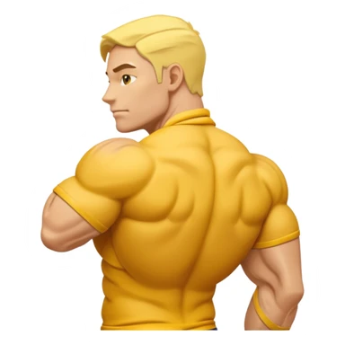 Emoji of Shoulders Muscle from side view, the human is yellow like on iphones. He has big shoulders. sticker