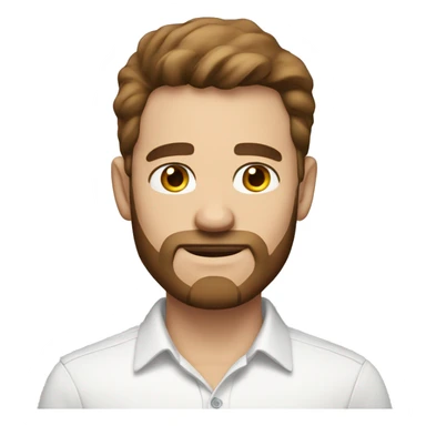 white man with small eyes, brown hair and a brown beard in a white shirt. sticker