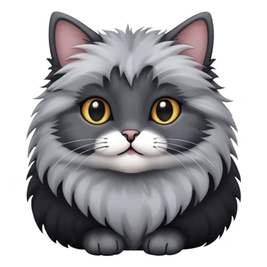 Fluffy grey and black tiny cat sticker