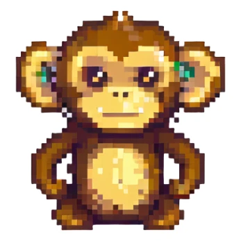 hear no evil monkey pixel art style sticker