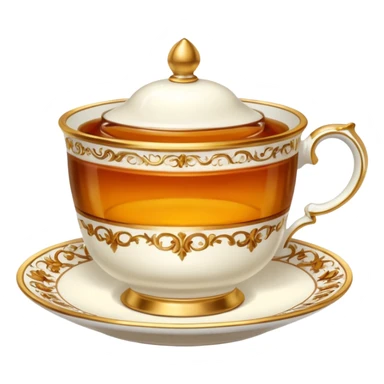 victorian teacup with tea sticker