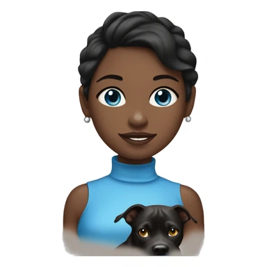 A bruinette girl with blue eyes and black pit bull sticker