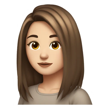 Girl brown middle length hair brown eyes, pale, long bottom lashes, lazy outfit sticker