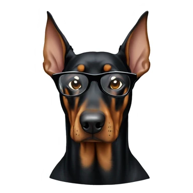Doberman in glasses with black frames and a sweatshirt is sad sticker