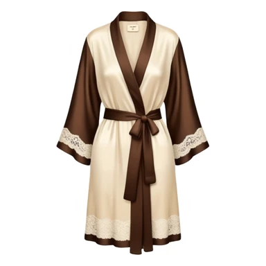 Cream and dark brown silk lace robe sticker
