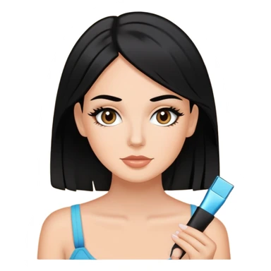 White girl with get ready with me clips and black hair  sticker