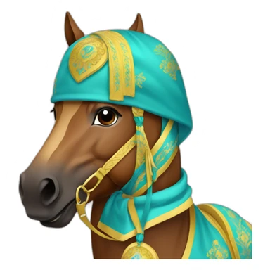 Kazakh with Kazakh clothes in a horse sticker