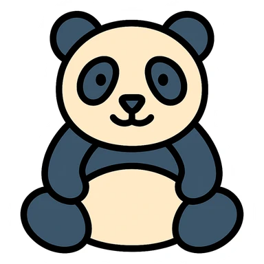 panda bear, color icon style, minimal and modern sticker