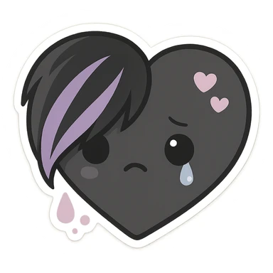 pastel emo black object   sticker