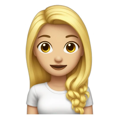 saludo de chica rubia y remera negra sticker