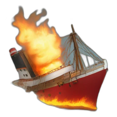 ship sinking on fire sticker
