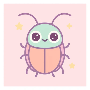 cute kawaii cockroach, big eyes, pastel colors sticker