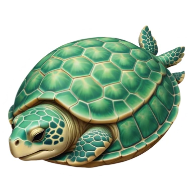 Meme-Worthy Cute Sleeping Sea Turtle Portrait Emoji, Head resting peacefully with a contented smile, showcasing a stately, patterned shell and a smooth, ancient body with eyes gently closed in serene slumber, Simplified yet adorably endearing features, highly detailed, glowing with a soft, drowsy oceanic light, high shine, relaxed and utterly lovable, stylized with an air of playful laziness, soft glowing outline, capturing the essence of a sleeping sea turtle that feels destined to become the next viral icon of adorable rest! sticker